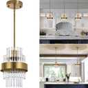 Pendant Light Fixtures, 7inch Modern Glass Pendant Lighting, Brass Color Kitchen Island Pendant Lights, Height Adjustable Pendant Lighting (Brass Color, 1 Pack)