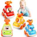 ALASOU 4 PCS Animal Car Toys for 1 Year Old Boy Girl|Baby Toys 1 Year Old Boy Gifts for Toddlers 1-3|Vehicle Toy Set for Toddler Toys 1-2|1st Birthday Gift for Infant 12 18 Months