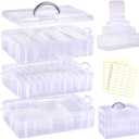 Funtopia Bead Organizers and Storage, 56 Pcs Small Plastic Containers with Lids and 3-Tier Stackable Storage Box, Mini Clear Organizers for Jewelry Toys Craft Storage (4 Sizes)