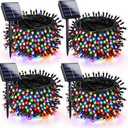 4 Pack 180FT Solar Christmas Lights Outdoor Waterproof, Super Bright 320 LED Solar String Lights with 8 Lighting Modes, Green Wire Solar Twinkle Tree Lights for Outside Xmas Party Yard(MultiColored)
