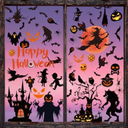 4 x XZENTIRA 64 PCS Halloween Window Clings 9 Sheets Black Scary Bat Ghosts Pumpkin Double-Sided Window Stickers for Happy Halloween Party Decoration Glass Décor Indoor and Outdoor