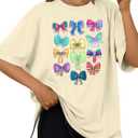 Princess Bow Shirt for Women Bow Graphic Printed T-Shirt Magic Cute Princess Shirts Asethetic Tees Summer Casual Tops (Beige, S)