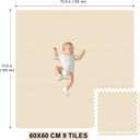 Puzzle Play Mat 9 Tiles with 18 Borders, 70.9 x 70.9 Inch Interlocking Foam Floor Mat, 23.6 x 23.6 Inch Thick Stitching Play Mats for Baby Playpen, Living Room, Playroom & Home Gym, Beige, 23.6x23.6- 9pcs