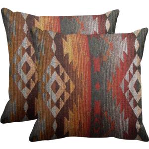 Emvency Set of 2 Aztec Throw Pillow Cover 20x20 Inches Decorative Pillowcase Navajo Orange Red Grey Tribal Decor Rectangle Pillow Cover with Hidden Zipper for Bedroom Sofa (Gold)