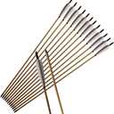 33inch Wooden Arrows Handmade Tradition Target Arrows with Turkey Feather Fletching with Field Points for Recurve Bow Longbow Archery Practice 12PACK