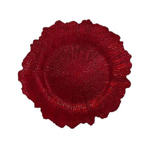 13 Inch 12pcs Reef Charger Plates  Elegant Decorative Dinner Plates for Wedding, Holiday Parties, and Formal DiningStylish Table Decor for Festive Celebrations (Red-12XH)