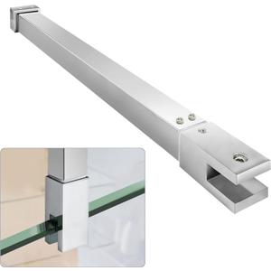 Shower Door Top Support Bar Rod, Length 17.7"-31.9"(451mm-811mm), to Fix 5/16"(8mm) to 3/8"(10mm) Thick Frameless Glass Panel, Polished Chrome
