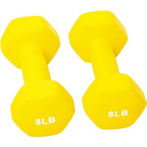 BalanceFrom Set of 2 Neoprene Coated Non-Slip Grip Dumbbell Weights, 8lb 