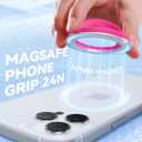 JOYROOM Magnetic Phone Grip, Silicone Finger Loop Grip [Portable Phone Stand] Phone Grip for Magsafe, for iPhone 17/16/15/14/13/12 Series, Rose Red