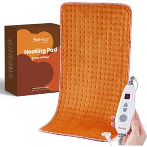Bearhug Large Heating Pad for Back/Period Cramps/Neck/Shoulders/Knees, Soothing Warmth for Relaxation and Pain Relief, 6 Heat Levels 2H Auto-Off, ETL Certified (Warm Orange, 17" x 33")