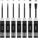 7PCS RC Car Tool Kit Short Handle Hex Screwdriver Nut Set W/Hex 1.5/2.0/2.5mm/4.0BOX/5.5BOX & Phillips & Slotted Screwdriver Fit for 1/18 1/24 Mini Crawler Car TRX4M SCX24 FCX24 (Black)