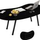 Foldable Coffee Table,Mid Century Modern Coffee Table Living Room Tables,Oval Center Table,Small Folding Coffee Tables Portable Table for Small Spaces,Living Room,Bedroom,Home,Easy Assembly,Black, 39.37" X 19.68" X 16.53"