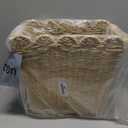 Scalloped Wicker Trash Can, 3.5 Gallons Small Bathroom Wastebasket, Rattan Paper Rope Waste Basket for Bedroom, Toilet, Narrow Garbage Can for Farmhouse Warming Home Kitchen Bathroom Decor