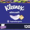 Kleenex Ultra Soft Facial Tissues, 1 Flat Box, 120 Tissues per Box, 3-Ply, Packaging May Vary (White)