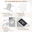 Collapsible Baby Bathtub with Soft Cushion and Thermometer, Newborn to Toddler Tub 0-36 Months with Toy Storage Mesh Bag, Portable Travel Bath for Infants (Grey)
