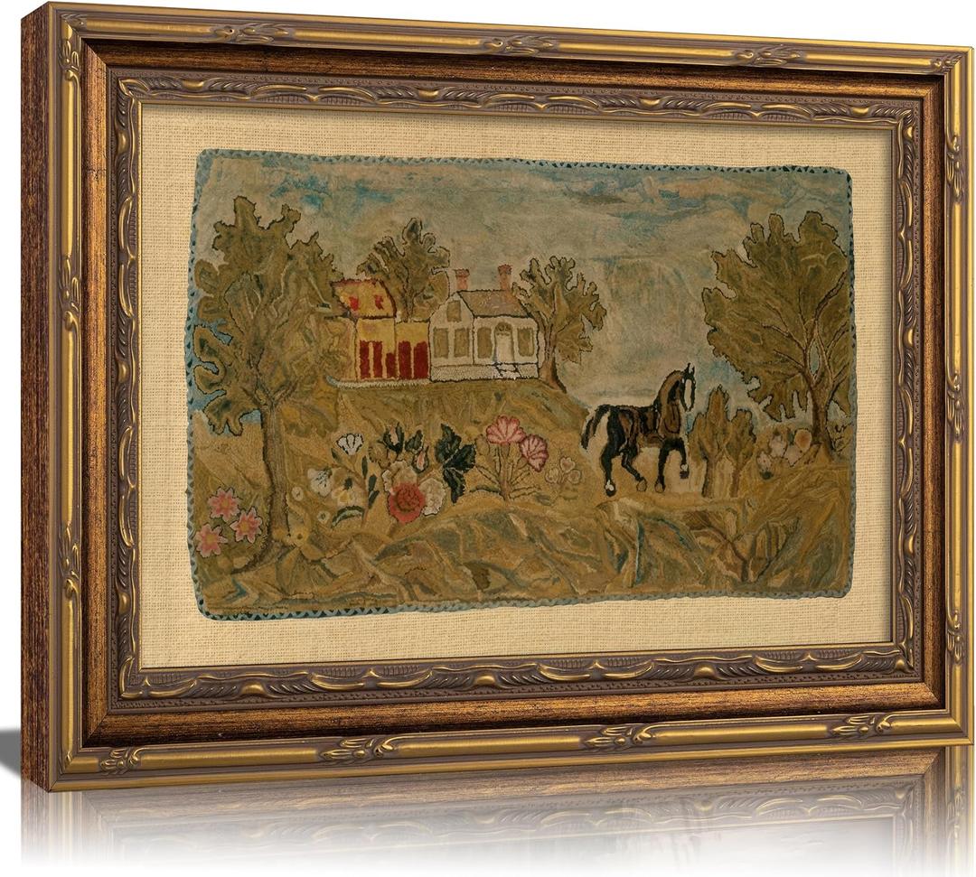 Vintage Carved Gold Frame Mallard Canvas Wall Art,Tranquil Lakeside Nature Wildlife Painting Picture Wall Decor Country Plant Farmhouse Style Poster Print Artwork for Living Room Home Decoration
