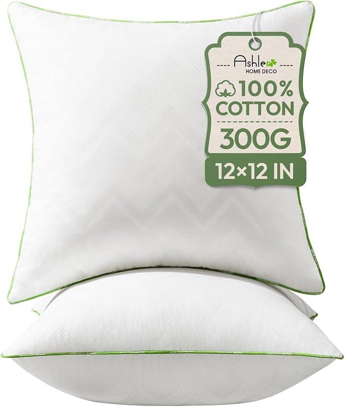 Ashler Co. Pillow White 2 Pack, 12x12 Inches