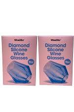 Wine2Go Diamond Silicone Wine Glasses 9oz 2 Pack