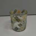 PD Home & Garden Decorative Accent 5 x 4 Inch Glass Tealight Votive Candle Holder Jar Made with Real Pressed Flowers Golden Green and White Dried Botanical Floral and Ferns