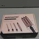 MOCEMTRY 5 in 1 Curling Wand Set (0.35"-1.25") with 3 Barrel Hair Crimper, Bubble Curling Wand and 3 Ceramic Barrels, Curling Iron 1 inch Crimper Hair Tool Waver with Two Temp Control, Gifts for Women (Pink)