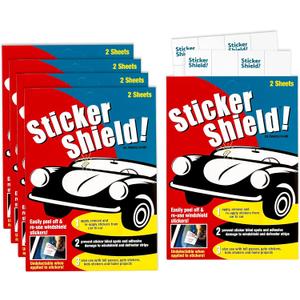 Sticker Shield - Windshield Sticker Applicator, Easy Application & Removal, Reusable, Clear Film, 4" x 6" Sheets (5 Packs, 10 Sheets Total)