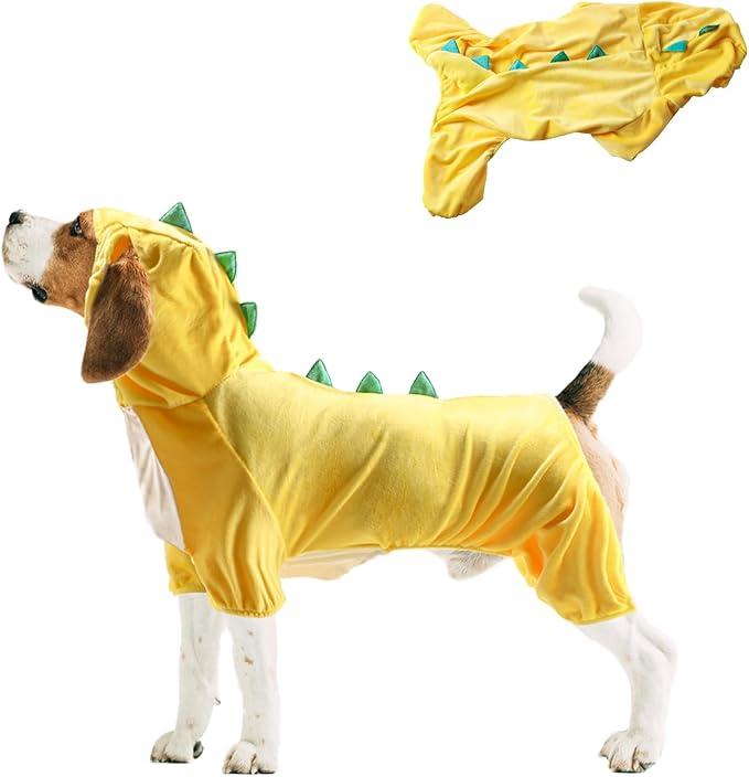 NACOCO Halloween Dog Dinosaur Costume - Pet Clothes Design Hoodie Yellow for Medium & Large Dog (Yellow, 4XL)