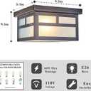 9.5 Inch Black Flush Mount Ceiling Light, Wet Rated Outdoor Porch Light with Acid-Etched Glass | Farmhouse Square Lighting for Porch, Bathroom, Kitchen, Entryway, Garage – E26 Base
