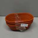 Nuogo 4 Pack Oval Bread Proofing Basket Silicone 10 Inch Collapsible Sourdough Bread Baking Supplies Dough Proofing Bowl with 4 Pcs Dough Scraper and 4 Pcs Basket Covers(Orange)
