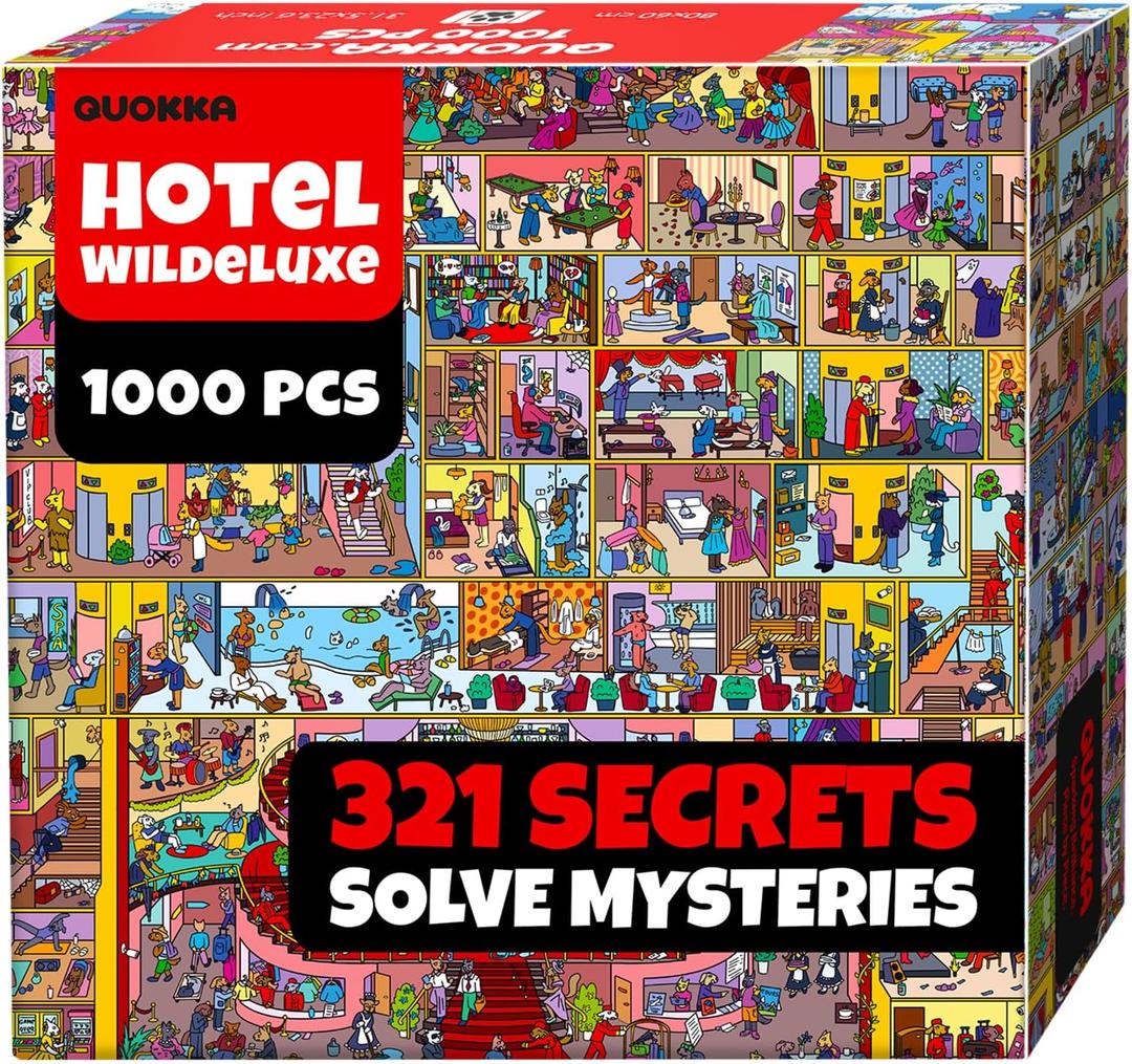 QUOKKA 1000 Piece Jigsaw Puzzle for Adults Hotel Wildeluxe Puzzles for Adults 1000 Pieces Premium Box Packaging - Extra Fun Hidden Secrets & Audio Story Perfect Relaxation & Creativity & Gift
