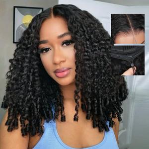 7x5 Glueless Wig Human Hair Burmese Curly HD Lace Front Wig Pre Plucked Pre Cut 220 Density Breathable Comfortable Daily Wear Natural Look 20 Inch Natural Color