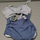 Eomenie Women's One Piece Swimsuits Tummy Control Cutout High Waisted Bathing Suit Wrap Tie Back 1 Piece Swimsuit Blue Striped, S