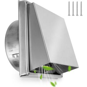 Stanbroil 6 Inch Wall Vent Exhaust Cover, Stainless Steel External Extractor Dryer Cushioned Non-Return Flap, Outside Airflow Vent Replacement Hood
