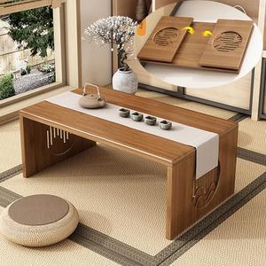 Japanese Floor Table Bamboo Japanese Folding Table No Assembly, Solid Wood Foldable Japanese Coffee Table Low Tea Table for Sitting on The Floor, Home Office, Meditation & Tea Ceremony (Easy Storage)