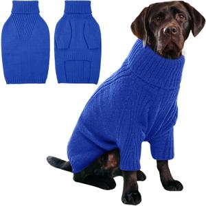 IECOii XXL Dog Sweater, Thermal Knit Big Dog Sweater with Sleeve, Pet Turtleneck Doggy Sweatshirt for Extra Large Dogs Boy Girl, Stretchy Large Dogs Cold Weather Outfit Pitbull Clothes (Royal Blue, XXL)