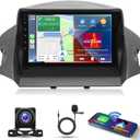 4G+64G Android 14 Car Stereo for Ford Escape 2013-2016 w/Wireless Carplay and Android Auto, 9 Inch HD Touchscreen Double Din Car Radio Receiver Head Unit GPS Navi Bluetooth WiFi FM AHD Backup Camera