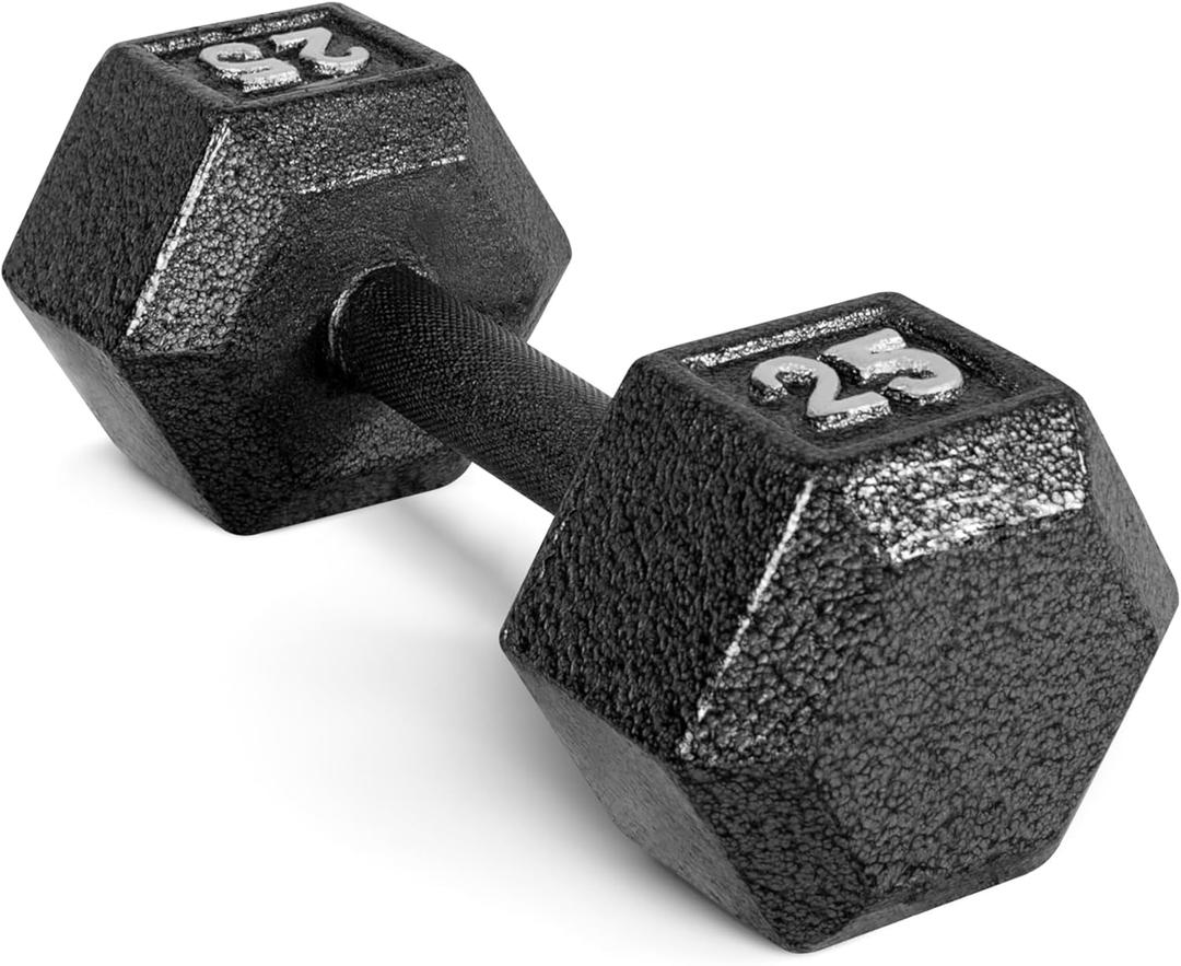 CAP Barbell Cast Iron Hex Dumbbell | Multiple Options (25 lb, Black, Single)