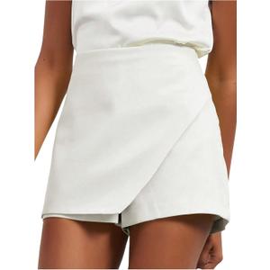 Floerns Women's Casual Mid Waist Skorts Wrap Front Business Casual Outfit Skirt Shorts (Large, White)