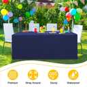 Smiry 2 Packs Fitted Navy Blue Tablecloths, 6 Foot Rectangle Polyester Fabric Table Cloths, Washable Table Cover for Trade Show, Craft Show, Parties, Birthday, Wedding, 72 x 30 Inch