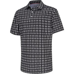 Mens Golf Shirt Short Sleeve Dry Fit Moisture Wicking Performance Collared Funny Print Golf Polo Shirts for Men (Black, M)