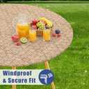 Moosfor Spandex Elastic Fitted Round Tablecloth for 45"-56" Tables, Stretch Washable Reusable Table Cover for Outdoor Picnic, Camping, Dining, Kitchen, Patio and Party, Weave