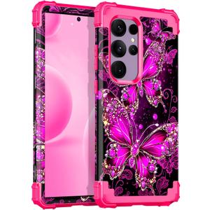 Casetego for Galaxy S24 Ultra 5G Case,Glow in The Dark Three Layer Heavy Duty Sturdy Shockproof Full Protection Rugged Hard PC+Soft TPU Bumper Case for Samsung Galaxy S24 Ultra 6.8 inch, All Hot