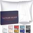 Highest Grade 6A 100% Pure Mulberry Real Silk Pillowcase 22 Momme (Both Sides) for Hair and Skin - Acne Free - 1PC in Gift Box (Frost White, Queen)