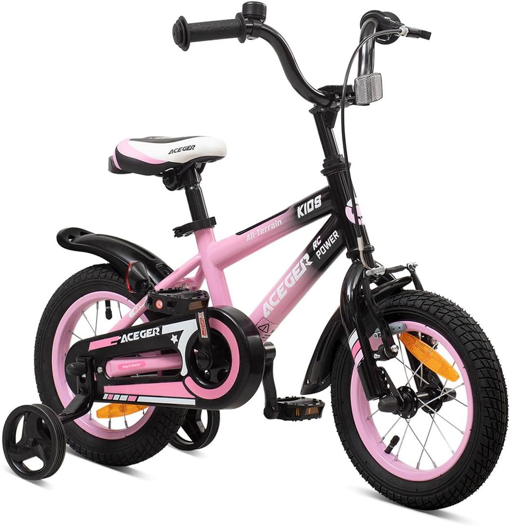 ACEGER Simon Kids Bike for Boys Girls Toddlers, Unisex for Aged 3-13 Years, 12 14 16 Inch Children Bicycle with Training Wheels, 20 Inch Bike with Kickstand