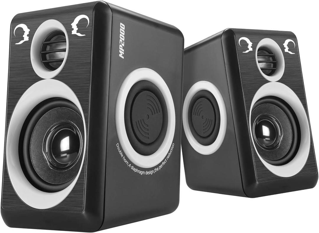 Computer Speakers with Surround Sound 2.0CH USB Wired Powered Multimedia Speaker for Desktop/TV/PC/Laptops/Smart Phone Built-in Four Loudspeaker Diaphragm (Gray)