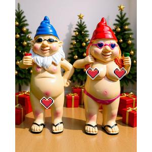 Leverse 2 PCS Garden Gnomes, 4.7 Inch Outdoor Statues, Funny Garden Gnomes Decorations for Yard, Lawn, Patio, Unique Home Decor Gifts for Woman, Man, Easter, Halloween, Christmas, Housewarming