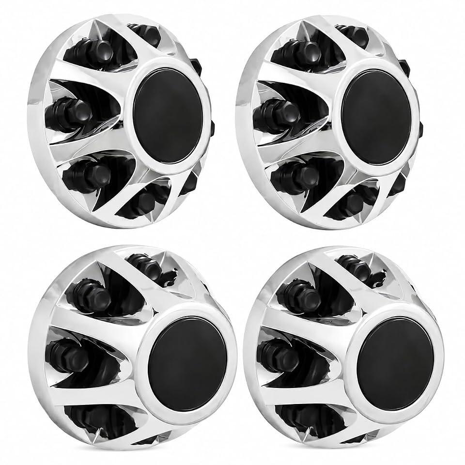 4Pcs Chrome Plated ABS 17" Dually Wheel Center Caps Compatible with 2007–2010 Chevy Silverado 3500HD / GMC Sierra 3500HD (2 Front & 2 Rear)