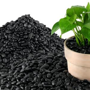 Mulctun 45LB Polished Black Pebbles,1/4" - 3/4" Small Black River Rocks for Landscaping, Natural Gravel Smooth Decorative Stones Dressing for Vases Planters Garden Outdoor Indoor