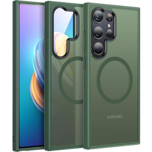 Meifigno Magic Mag Series for Samsung Galaxy S24 Ultra Case 6.8", [ MagSafe-Compatible & MIL-Grade Protection ][Translucent Matte Back & Textured Sides ], Magnetic for Galaxy S24 Ultra Case,Green