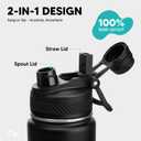 Swigina 64 oz Insulated Water Bottle with Silicone Boot (48hrs Cold/24hrs Hot) - DIY Stickers, Leakproof, BPA Free, Half Gallon [2-IN-1 LID]