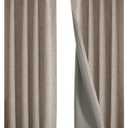 Joydeco 100% Blackout Curtains for Bedroom - Natural Linen Curtains 42" Wx 63" L Long, Thermal Insulated 2 Panels Linen Light Blocking Drapes, Rod Pocket & Back Tabs for Living Room (Beige)
